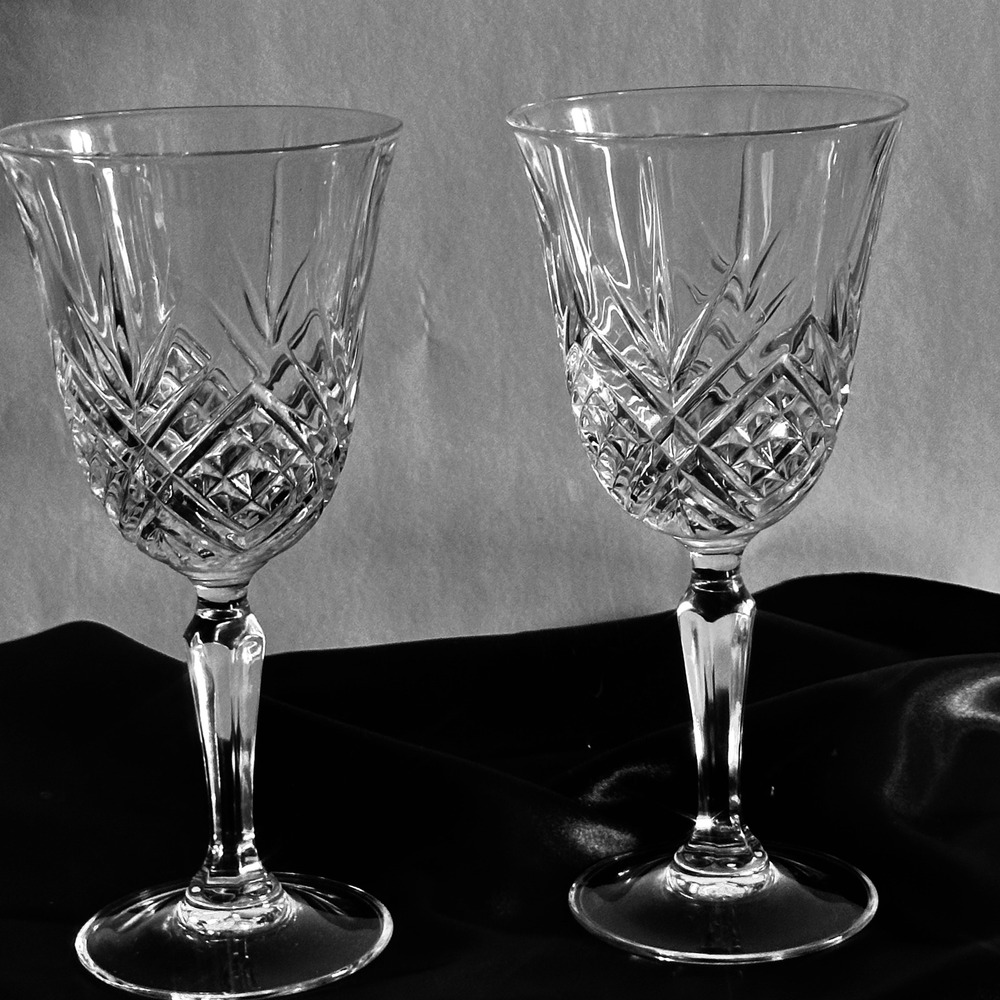 2 Cristal D'Arques Masquerade Water Goblets Clear Lead Crystal 7.5" France